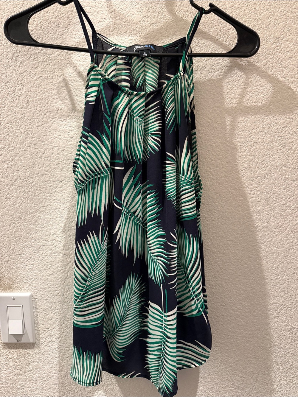 Alice Blue Navy Palm-Print Halter Tank Top